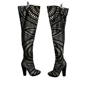 Jeffrey Campbell Over-the-Knee Platform Boots - Senora Cutout Thigh High black a